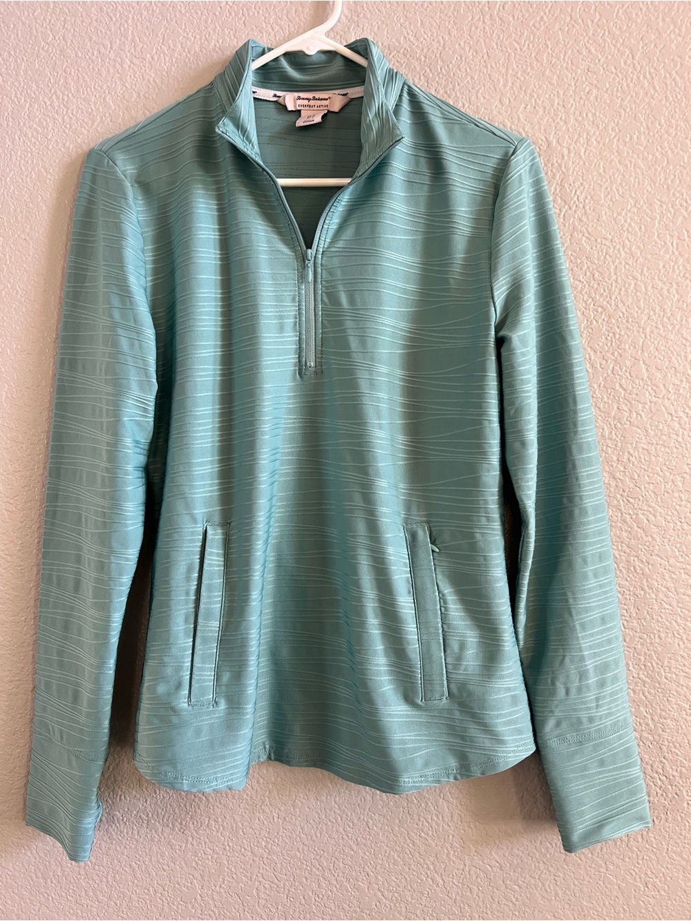 Tommy Bahama Seafoam Canton Quarter-Zip Long Sleeve Mock Turtleneck Top Size M